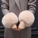 Faux Fur Fox Cuffs Plush Down Jacket  Big Artificial Hand Cuffs