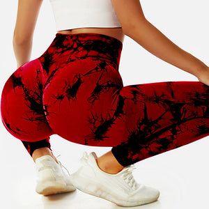 Tie-dye Peach Hip Yoga Pants Plus Size Seamless Hip-lifting Trousers