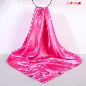 Pure Color Silk Scarf Artificial Silk 90cm Shiny Satin Shawl