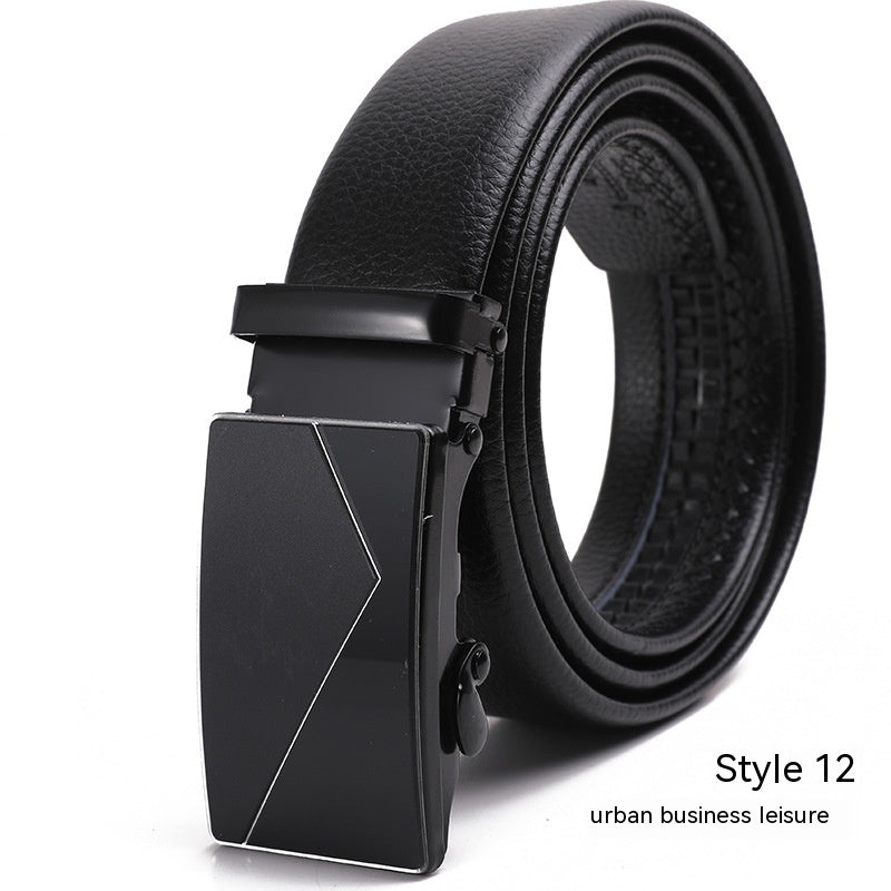 Men's Fashion Automatic Buckle Litchi Pattern Belt