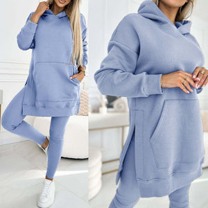 Sports Casual Hooded Sweater Thickened Underwear Leggings Two-piece Suit