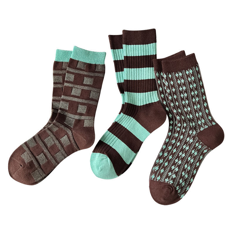 Dopamine Retro Mid-calf Length Double Needle Sweet Cool Street Ladies Loose Socks