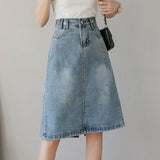 Summer Design Denim Skirt Mid-length