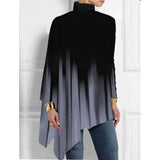 Long Sleeved Irregular Hem Solid Color Pullover Top