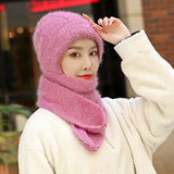 Hat And Scarf All-in-one Women's Winter New Style Plus Velvet And Thickening