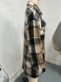 Women's Fashion Casual Plaid Printed Pocket Long Jacket