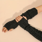 Twist Gloves Wool Half Finger Short Wristband Leakage Finger Arm Sleeve Winter Warm