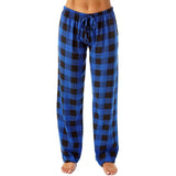 Drawstring Plaid Print Trousers Casual Loose Sports Home Pants Women