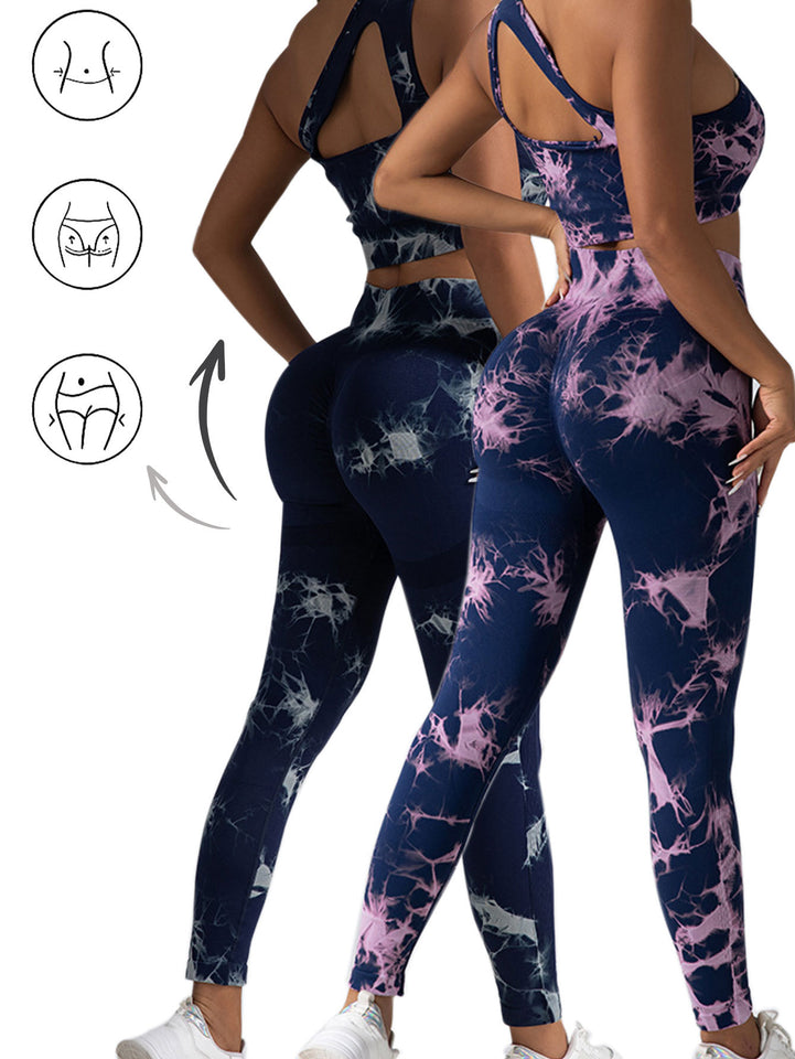 2pack Tie-dye Yoga Pants Seamless Yoga Pants