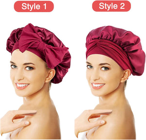 Satin Ribbon Round Bow Elastic Nightcap