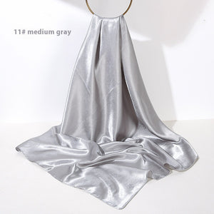 Pure Color Silk Scarf Artificial Silk 90cm Shiny Satin Shawl