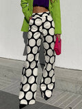 Street Hipster Printed Contrast Color Dotted Prints Wide Leg Pants Straight-leg Pants High Waist Casual Pants