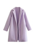 Women's Casual Woolen Lapel Non-buckle Overcoat Coat