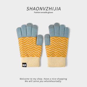 Pineapple Knitted Woolen Gloves Women's Winter