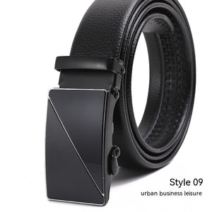 Men's Fashion Automatic Buckle Litchi Pattern Belt