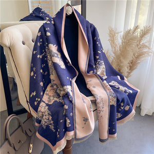 Lady Style Cashmere-like Double-sided Thermal Student Scarf Air Conditioning Shawl