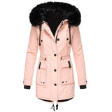 Thick Hooded Drawstring Mid-length Cotton Zipper Coat Jacket