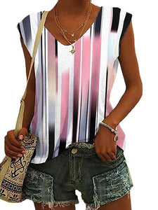 Women's Sleeveless V-neck Vest Pattern 3D Printing