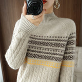 Women's Loose Slimming Sweater Warm Retro Top Inner Sweater Long Sleeve