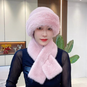 Suit Winter Scarf Mongolian Cap Plush Hat Women's Thickened