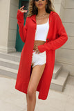 Sweater Cardigan Solid Color Long Sleeve Hooded Long Knitted Cardigan Women's Coat