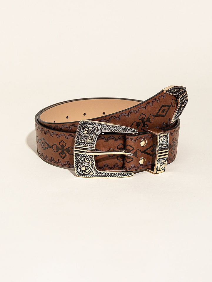 Retro Pattern PU Belt Western Style Women's Belt