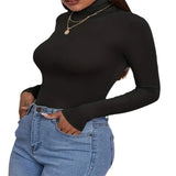 European And American Solid Color Turtleneck Casual Long-sleeved Top