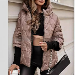 Fashion Hooded Fashion Loose-fitting Long Sleeves Patchwork Cotton Jacket Coat