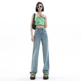Women's Light-colored Narrow Wide-leg Jeans