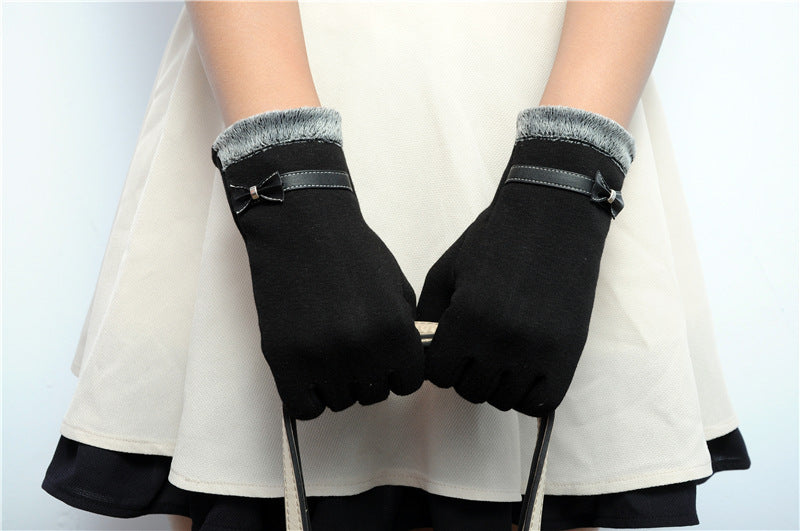 Warm And Lovely Touch-screen Bowknot Ladies Gloves