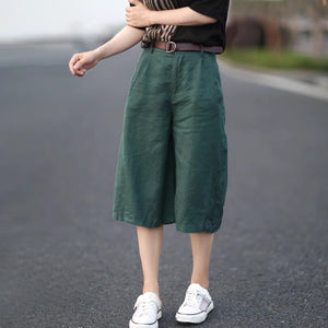 Casual Pants Baggy Oversized Cropped Pants Cotton Linen Cropped Pants Women's Slimming Linen Wide Leg Shorts