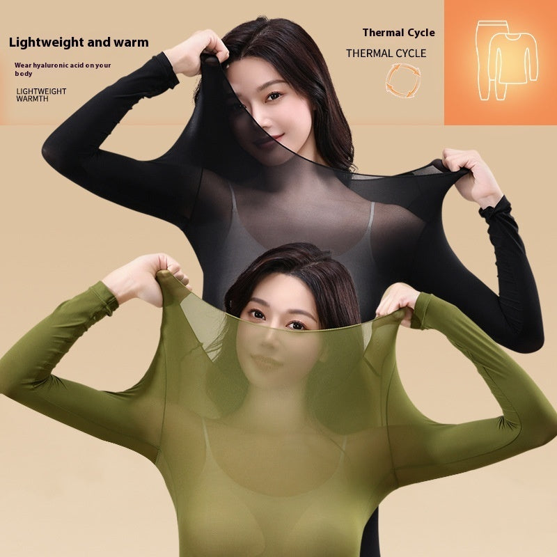 Hyaluronic Acid Moisturizing Warm Long Sleeves Trousers Heating And Warm-keeping Suit Women