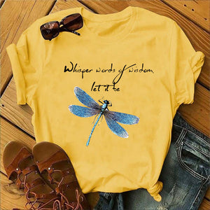 Let It Be Cute Bee Letter Alpaca Casual Women's T-shirt