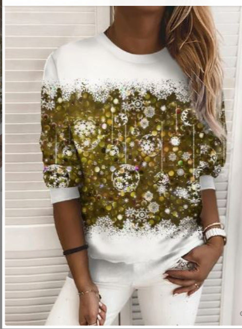 Snowflake Women's Sweater Printed Pullover