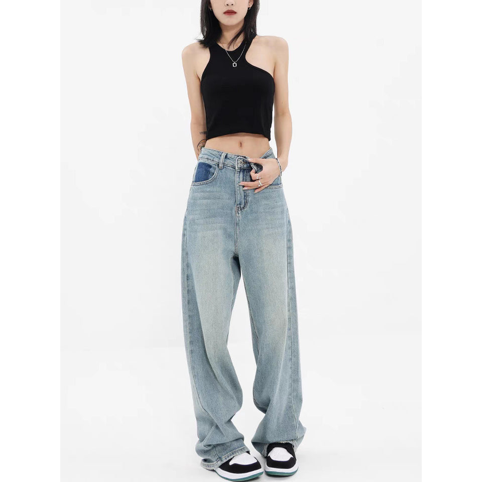 Women's Wide-leg Jeans Loose High Waist Drooping