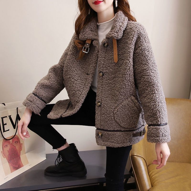 Lamb Wool Coat Women's Long Sleeve Warm