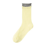 Contrast Color Double Screw Transparent Silk Cool Sunken Stripe Socks