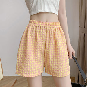 Women's Thin Cotton Silk Plaid Shorts