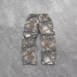 Distressed Camouflage Leisure Washed-out Straight Cargo Trousers