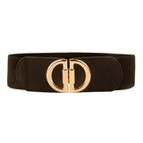 Elastic A Pair Of Buckles Wide Belt Women