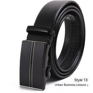 Men's Fashion Automatic Buckle Litchi Pattern Belt