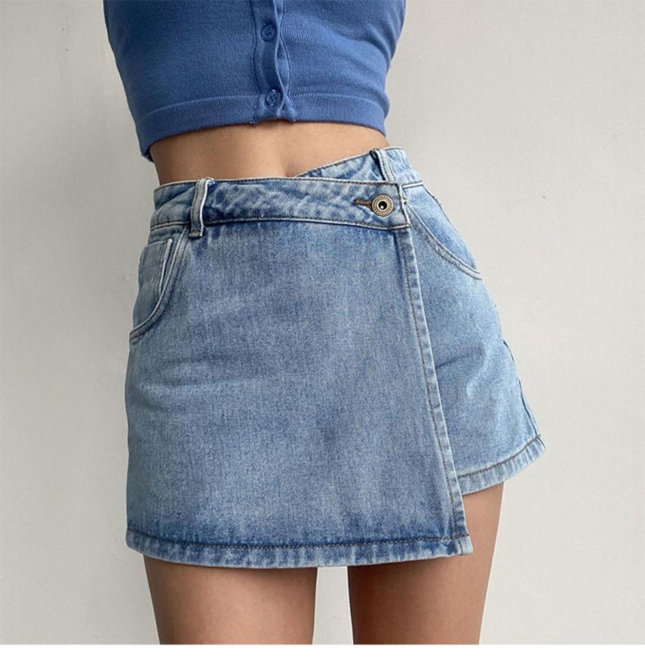 Anti-exposure Irregular Denim Skirt