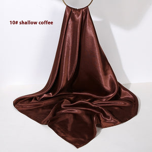 Pure Color Silk Scarf Artificial Silk 90cm Shiny Satin Shawl