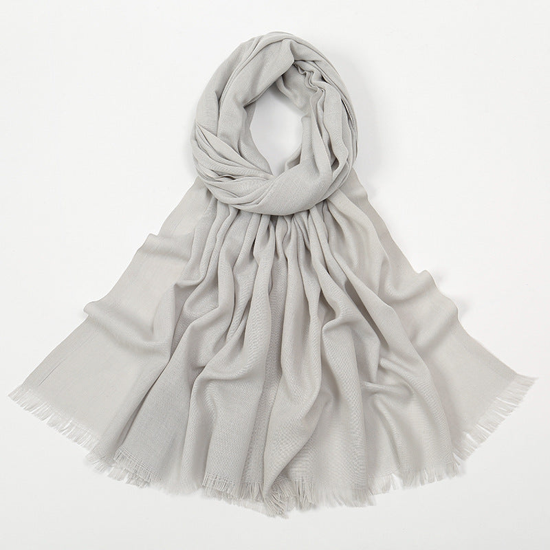 Flat Slub Cotton Solid Color Scarf Breathable Monochrome