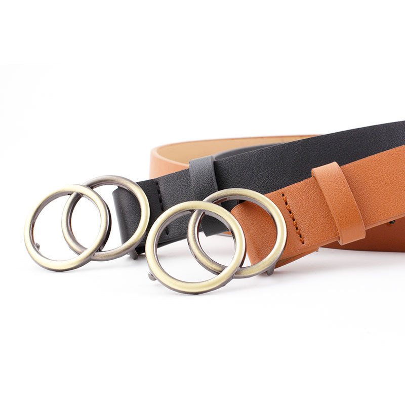 European And American Cross-border Round Buckle Belt Women Casual