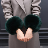 Faux Fur Fox Cuffs Plush Down Jacket  Big Artificial Hand Cuffs