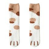 Women's Coral Fleece Cat Paw Pattern Kawaii Thick Warm Socks