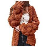 Cute Thick Sweater Long Pompom Cardigan