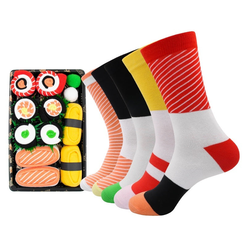 Creative Sushi Mid-calf Combed Cotton Socks Boxed Christmas