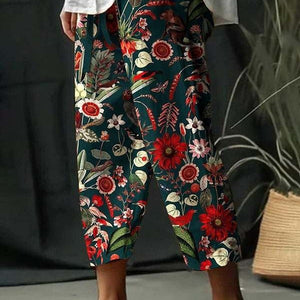 European And American Fashion Casual Flower Pattern Floral Print Casual Jumpsuit